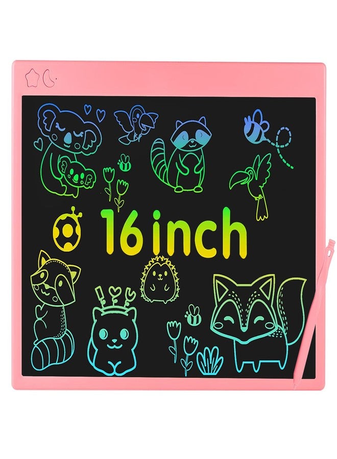 proffisy Plastic Colourful Screen LCD Writing Tablet 16 Inch USB Rechargeable Electronic E-Note Scribble Board for Kids and Adults at Home (Pink) - Image 1